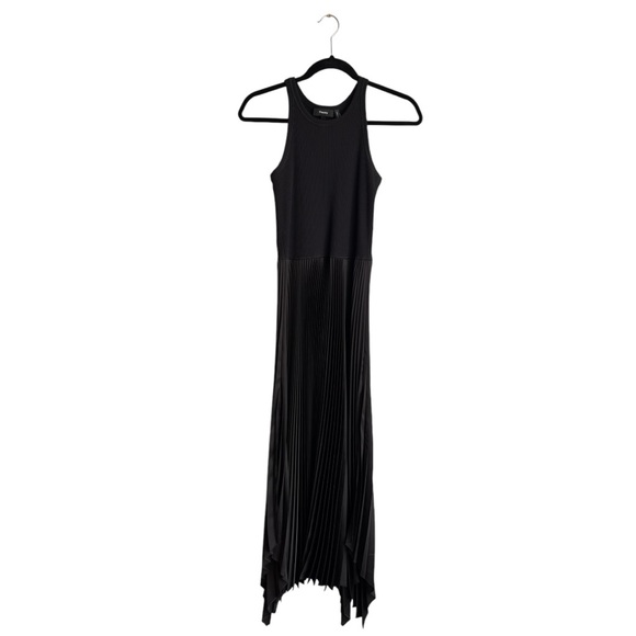 theory  vinessi ribbed pleated asymmetric maxi dress in black, size P (smallish) - Picture 4 of 9